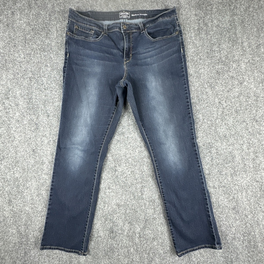 Signature Levi Strauss Gold Jeans Women's 18W Dark Blue Stretch Denim